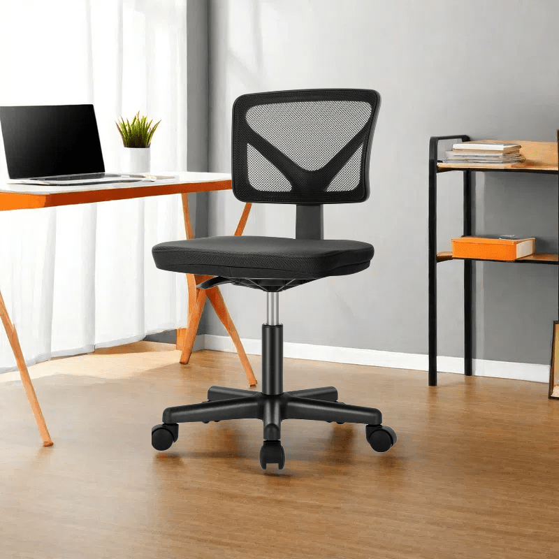 1pc Low Back Mesh Armless Office Chair, Swivel Rolling Armless Computer Chair with Lumbar Support, Can be Purchased Individually or in Combination