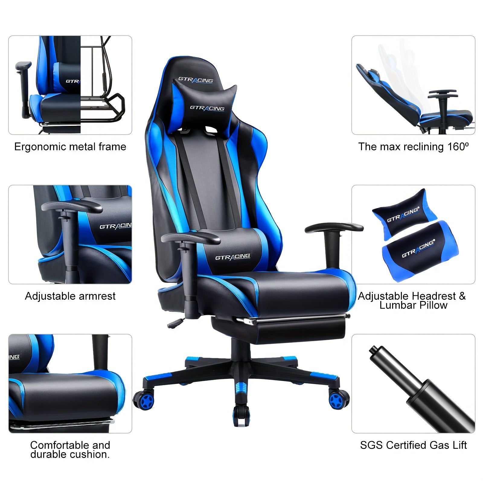 Ergonomic Gaming Chair For Gaming, Streaming, And Office Use - Reclining Esports Chair With Adjustable Height, Headrest & Lumbar Support, Heavy-Duty Design (350-400 Lbs Capacity)