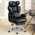 KERDOM Office Desk Chair, Big & Tall Executive Office Chair With Footrest, Beautiful PU Leather Computer Chair, Ergonomic Reclining Chair High Back With Lumbar Support, Large Home Office Chair With Pillow Soft White Leather Chair Christmas Gift Chair