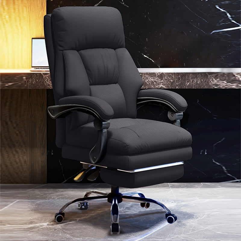 Comfortable Office Chair Ergonomic High Back Soft Polyurethane Leather Desk Chair Adult Waist Support Seat Large And High Executive Chair With Pedals